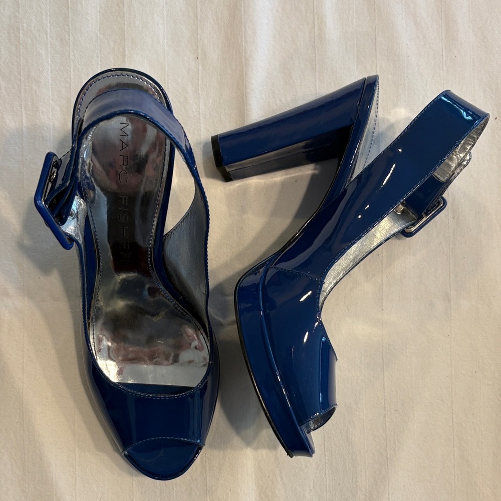 Marc Fisher Navy Peep-Toe Heels - Picture 8 of 8